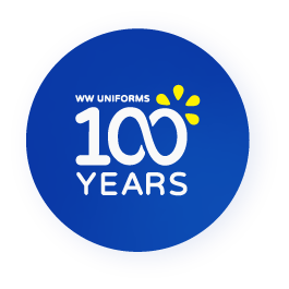 100 years WW Uniforms blue logo