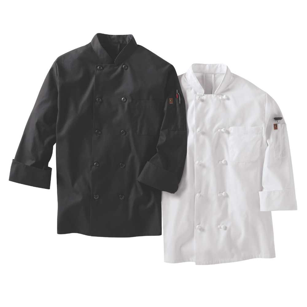 Black and white chef coat rentals